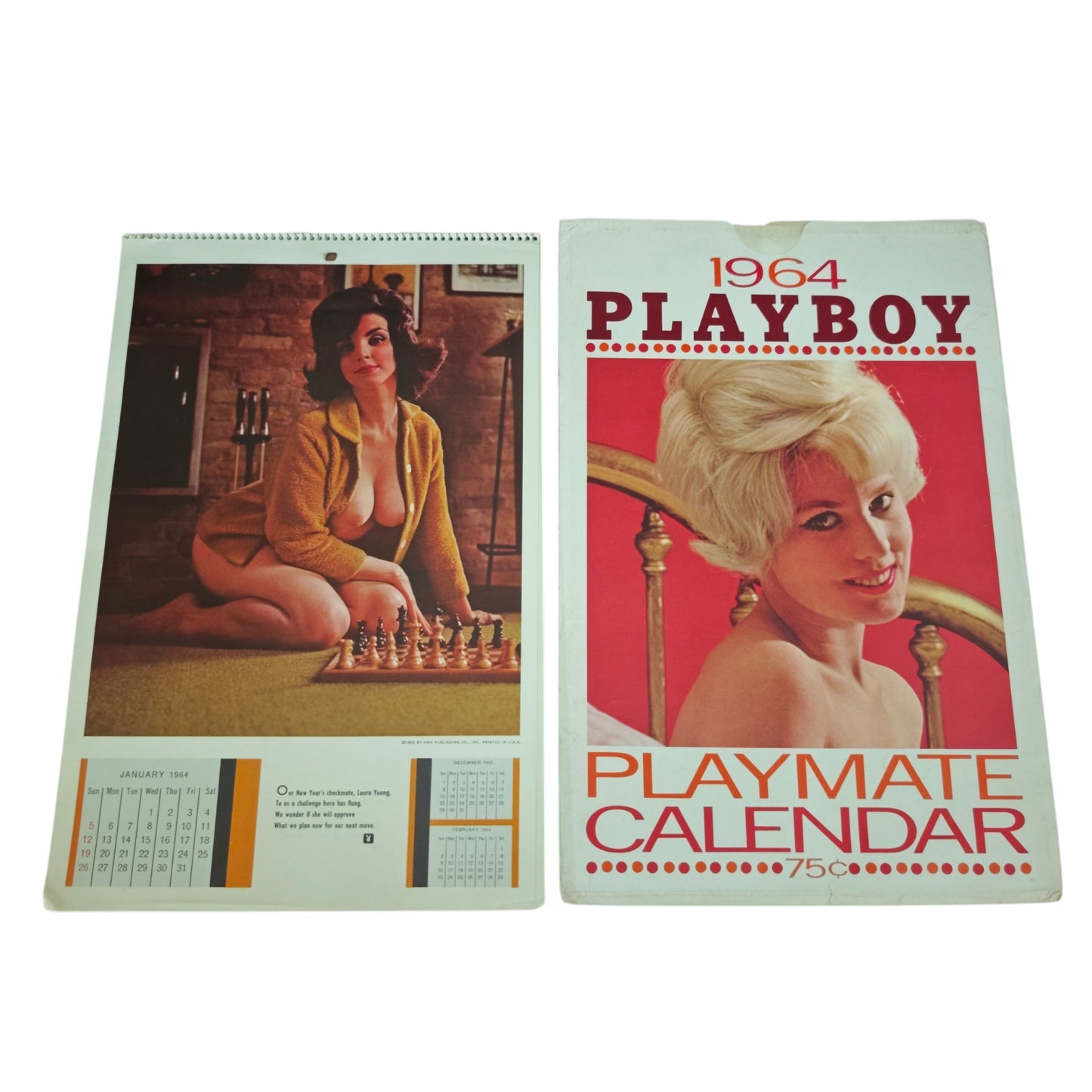 Vintage „1964 Playboy Playmate Calendar“ mit der originalen Schutzhülle und Spiralbindung