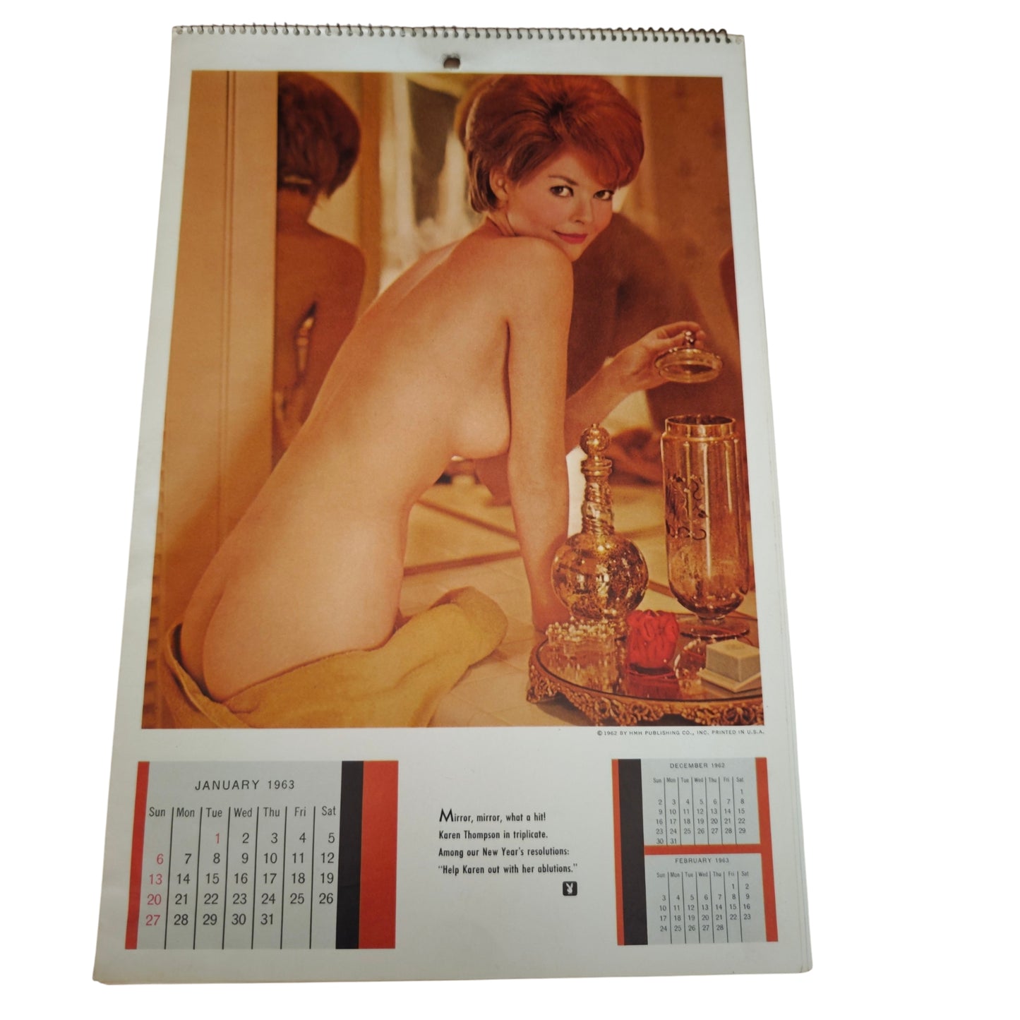 Vintage „1963 Playboy Playmate Calendar“ mit der originalen Schutzhülle und Spiralbindung