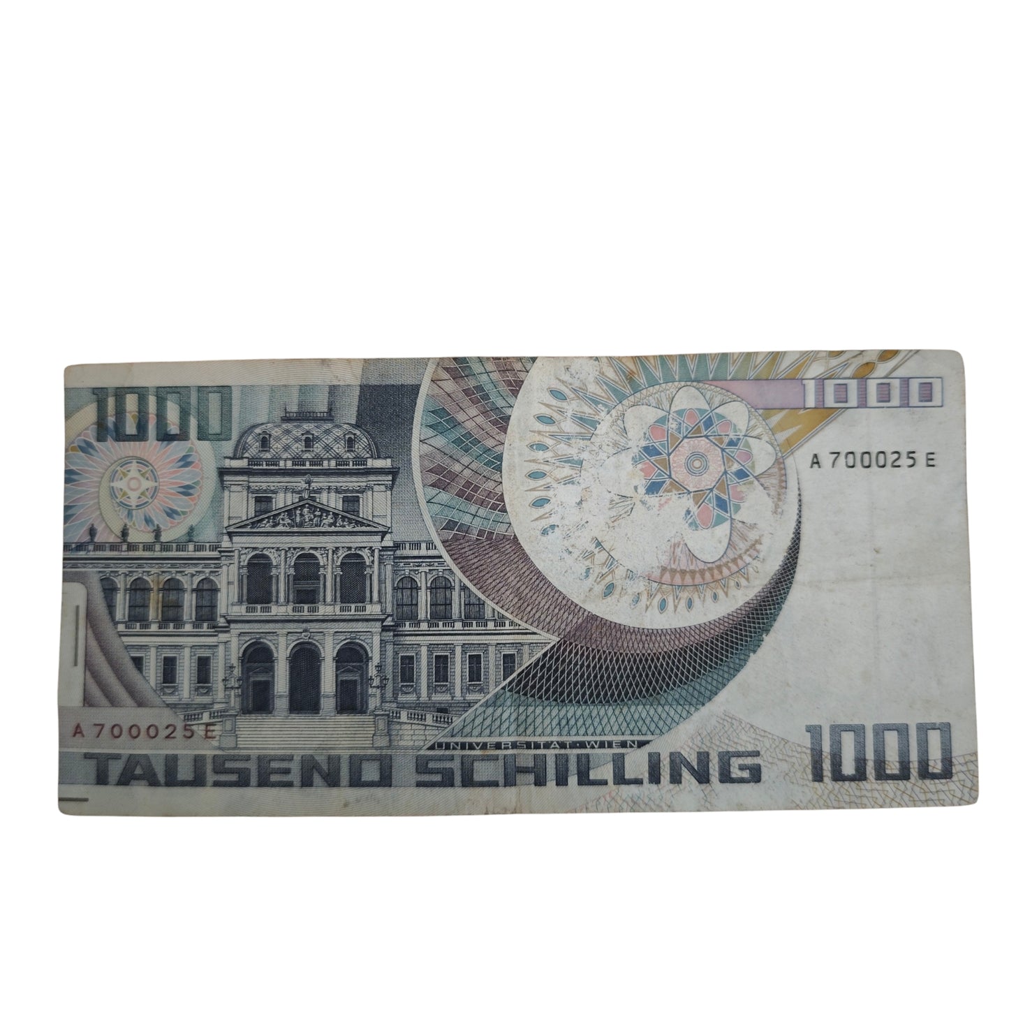 1000-Schilling-Schein A700025E Oesterreichischen Nationalbank aus dem Jahr 1983 mit dem Porträt des Physikers Erwin Schrödinge