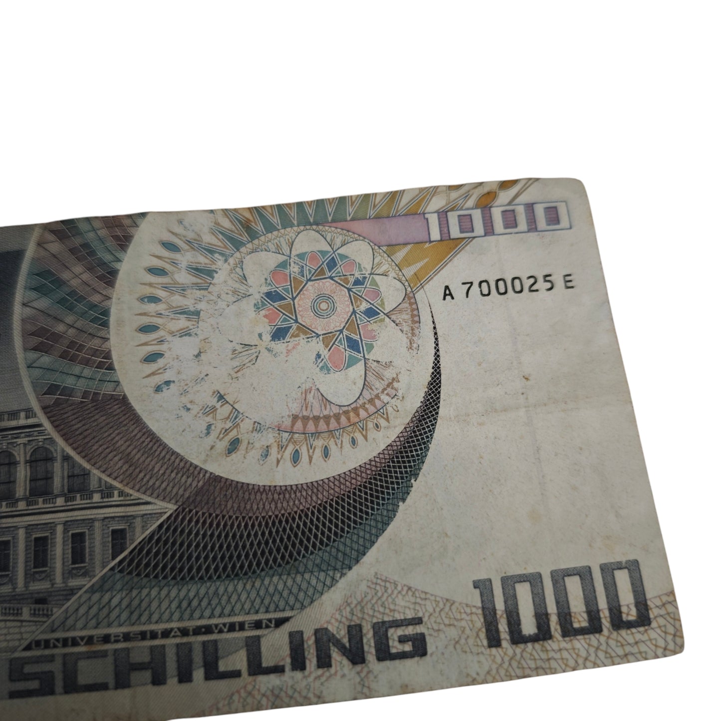 1000-Schilling-Schein A700025E Oesterreichischen Nationalbank aus dem Jahr 1983 mit dem Porträt des Physikers Erwin Schrödinge