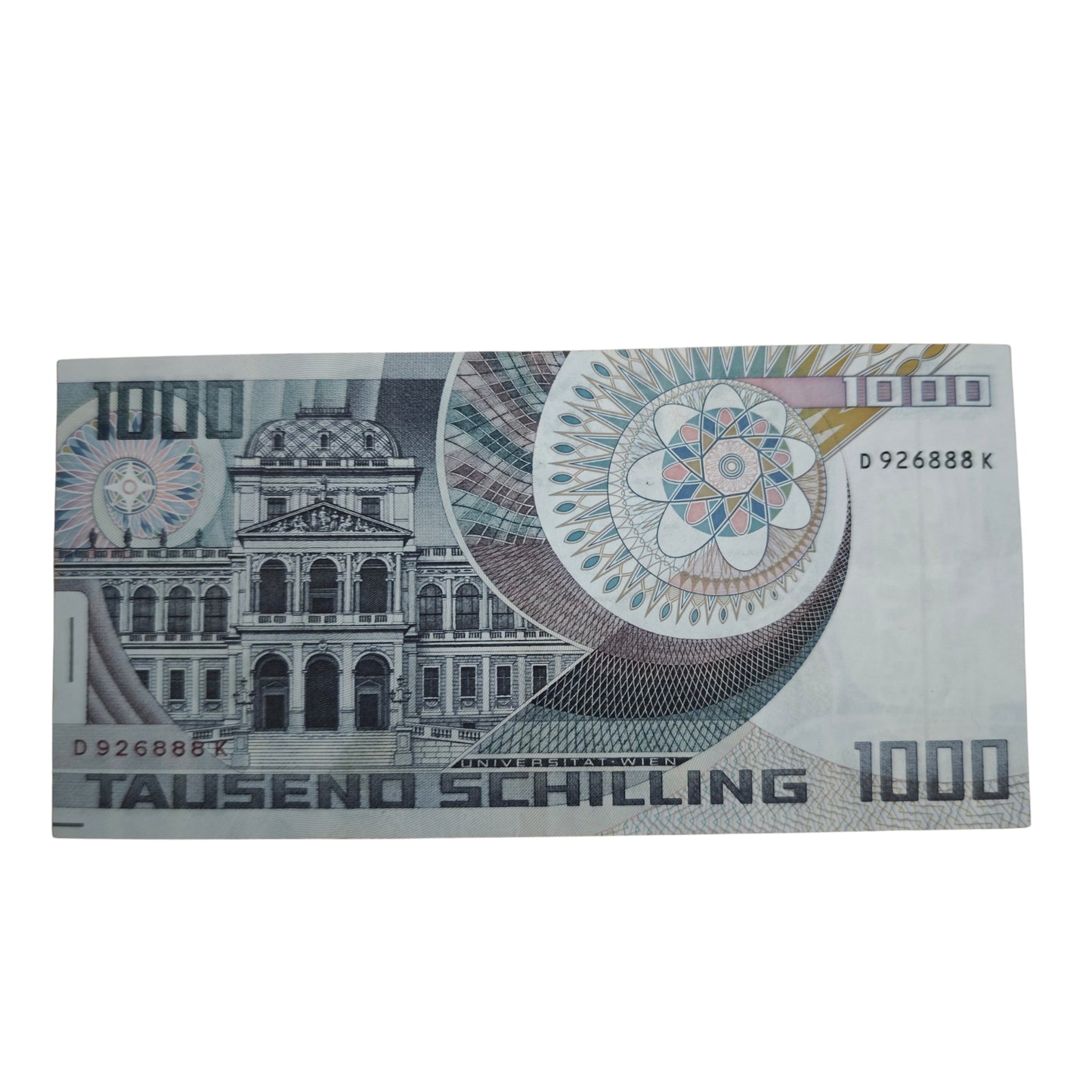 1000-Schilling-Schein D926888K  Oesterreichischen Nationalbank aus dem Jahr 1983 mit dem Porträt des Physikers Erwin Schrödinger
