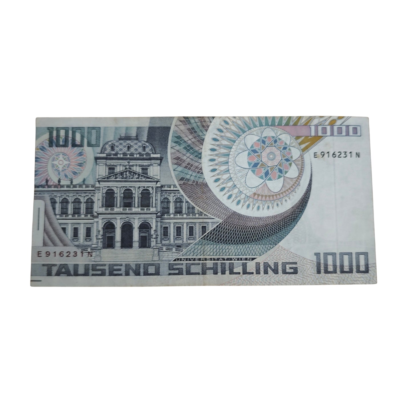 1000-Schilling-Schein E916231N  Oesterreichischen Nationalbank aus dem Jahr 1983 mit dem Porträt des Physikers Erwin Schrödinger