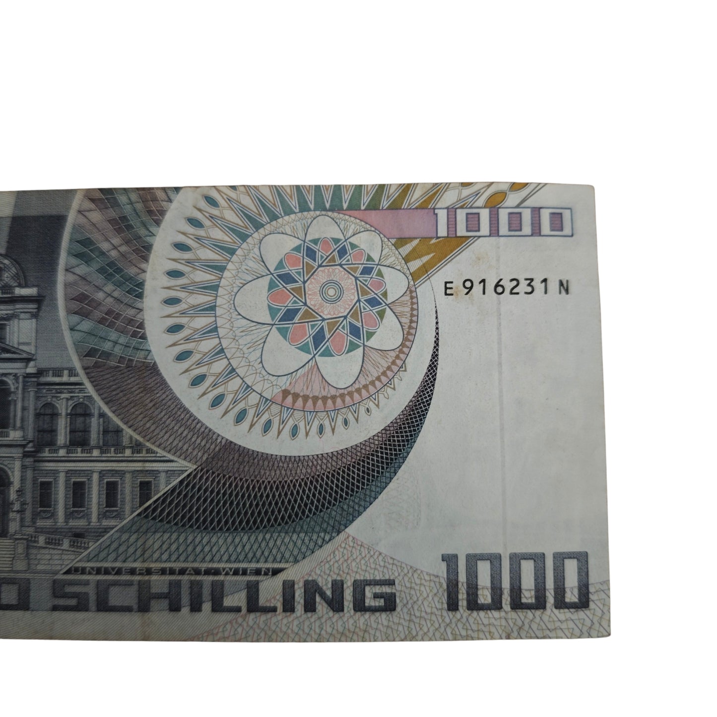 1000-Schilling-Schein E916231N  Oesterreichischen Nationalbank aus dem Jahr 1983 mit dem Porträt des Physikers Erwin Schrödinger