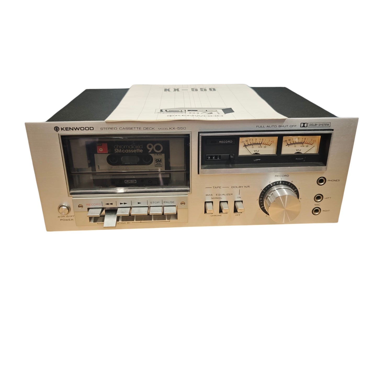 Kenwood KX-550, ein klassisches Stereo-Kassettendeck mit analogen VU-Meter-Anzeigen