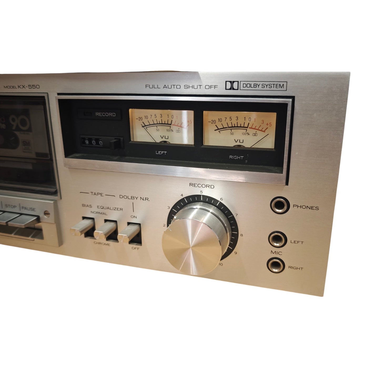 Kenwood KX-550, ein klassisches Stereo-Kassettendeck mit analogen VU-Meter-Anzeigen