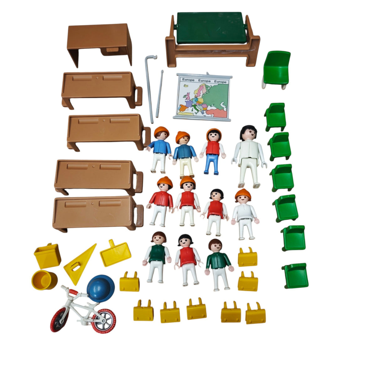Vintage-Spielset Playmobil Klassenzimmer Set Nr. 3522  1980er-Jahren mit der Originalverpackung und verschiedenem Zubehör
