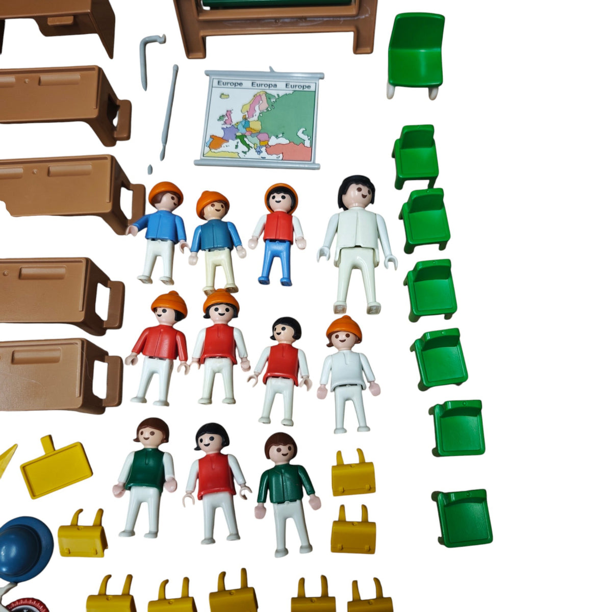 Vintage-Spielset Playmobil Klassenzimmer Set Nr. 3522  1980er-Jahren mit der Originalverpackung und verschiedenem Zubehör
