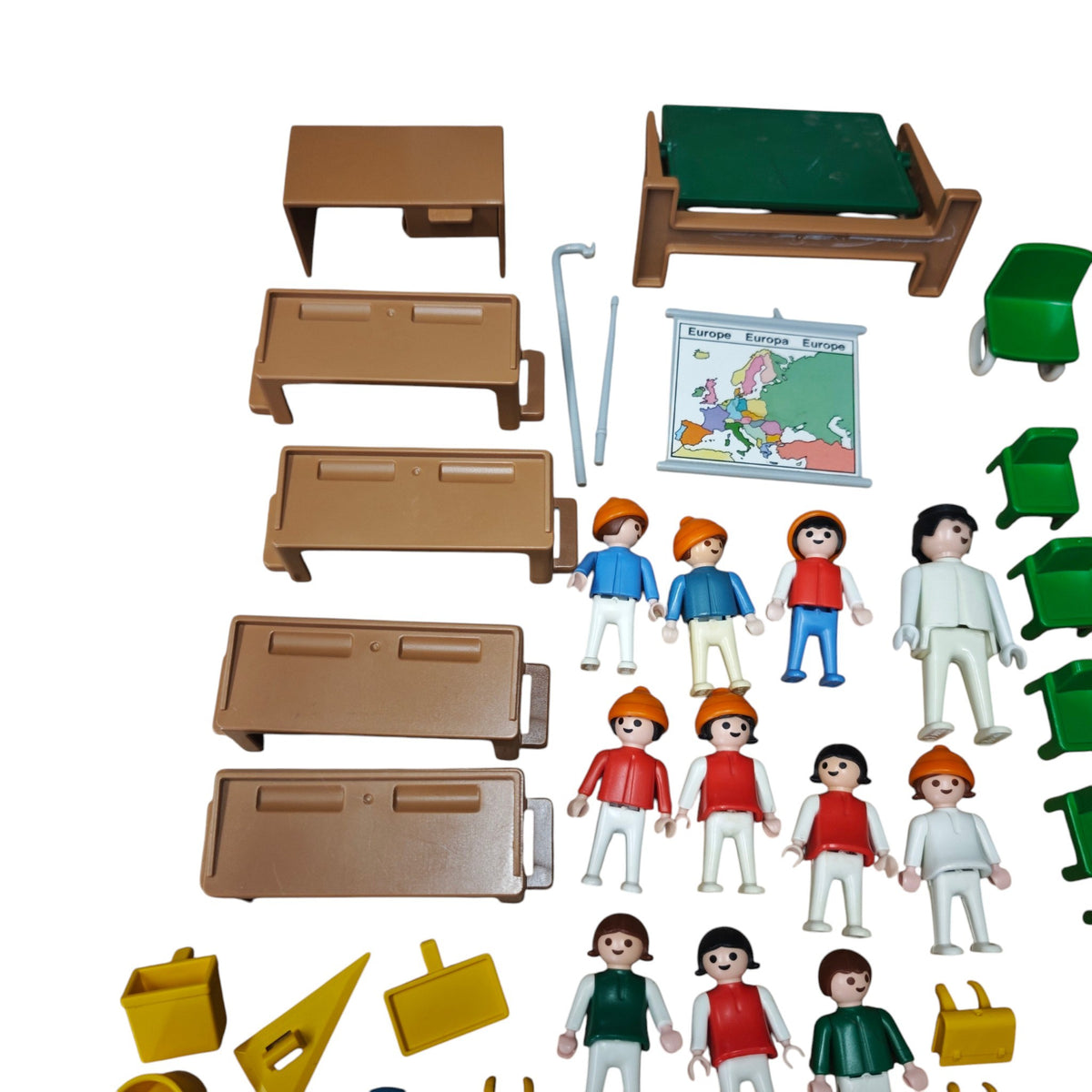 Vintage-Spielset Playmobil Klassenzimmer Set Nr. 3522  1980er-Jahren mit der Originalverpackung und verschiedenem Zubehör