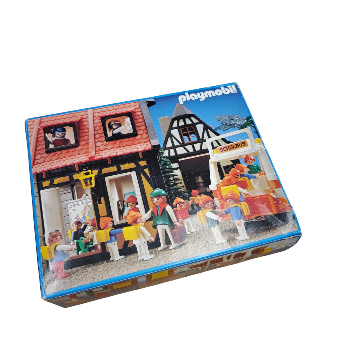 Vintage-Spielset Playmobil Klassenzimmer Set Nr. 3522  1980er-Jahren mit der Originalverpackung und verschiedenem Zubehör