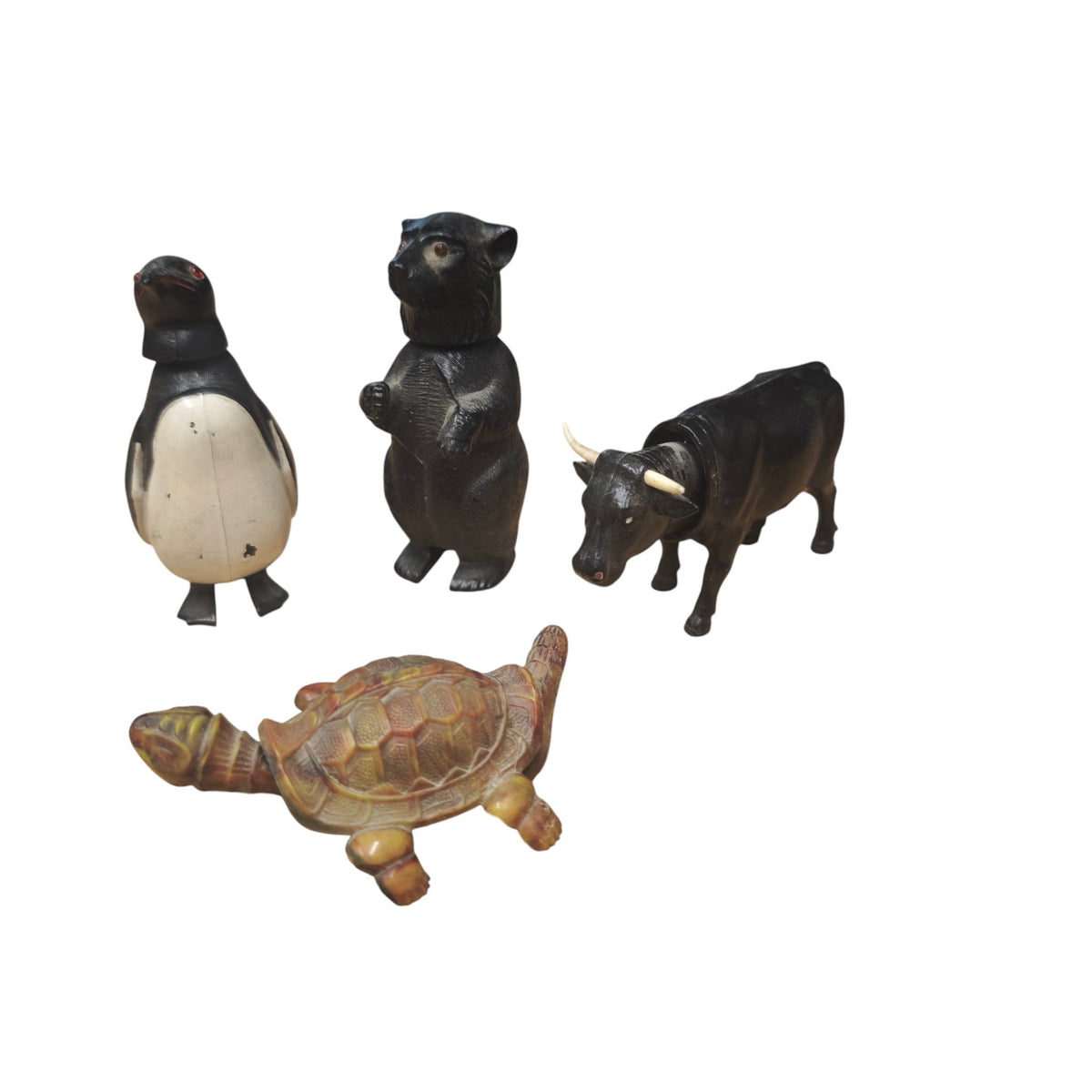 Vintage Wackelkopf Tiere 4 STK. Celluloid oder Kunststoff 1950 1970 Marke Breba Made in West Germany