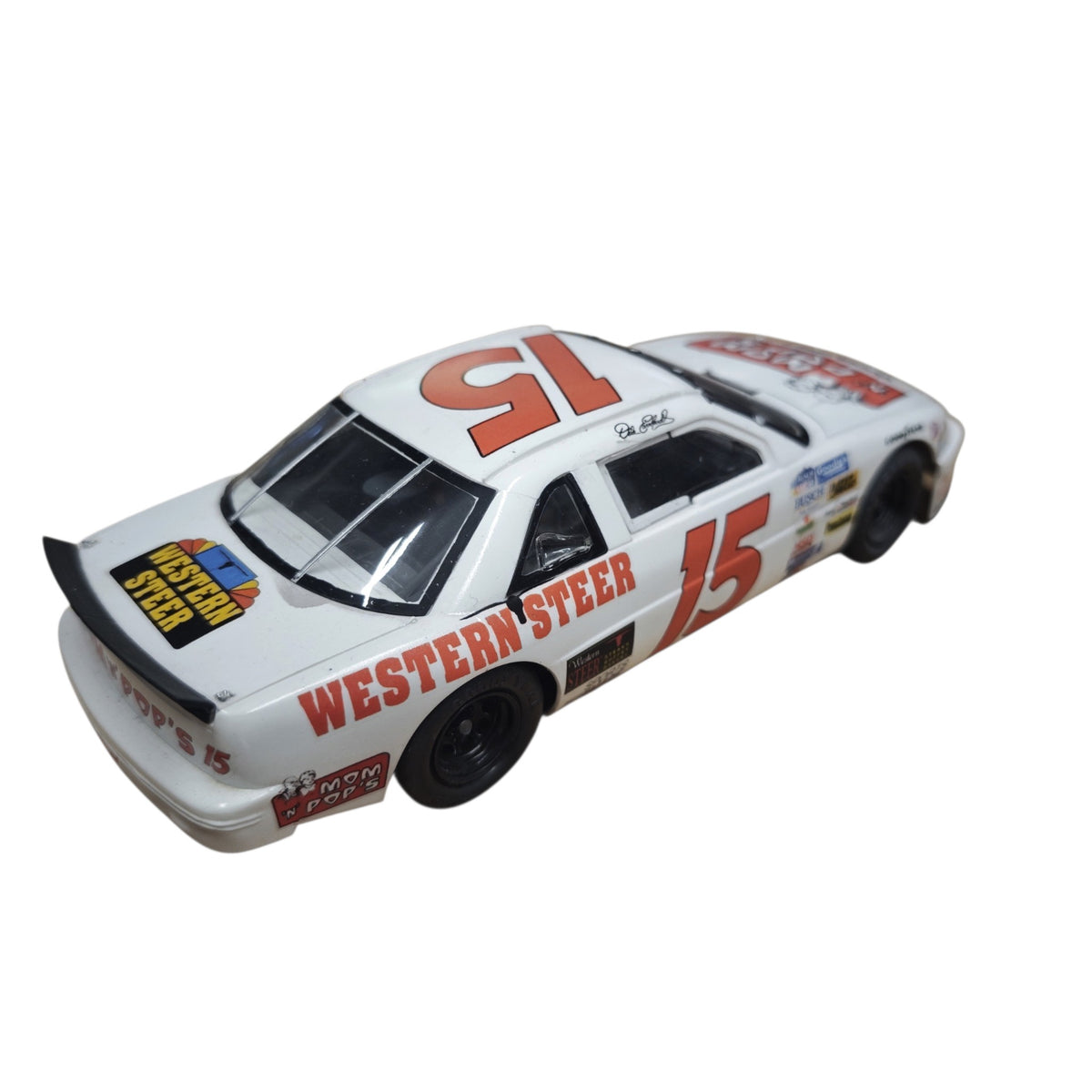 Modellauto NASCAR-Rennwagens Chevrolet Lumina Startnummer 15 Dale Earnhardt  Mom 'n Pop's Western Steer Ken Schrader