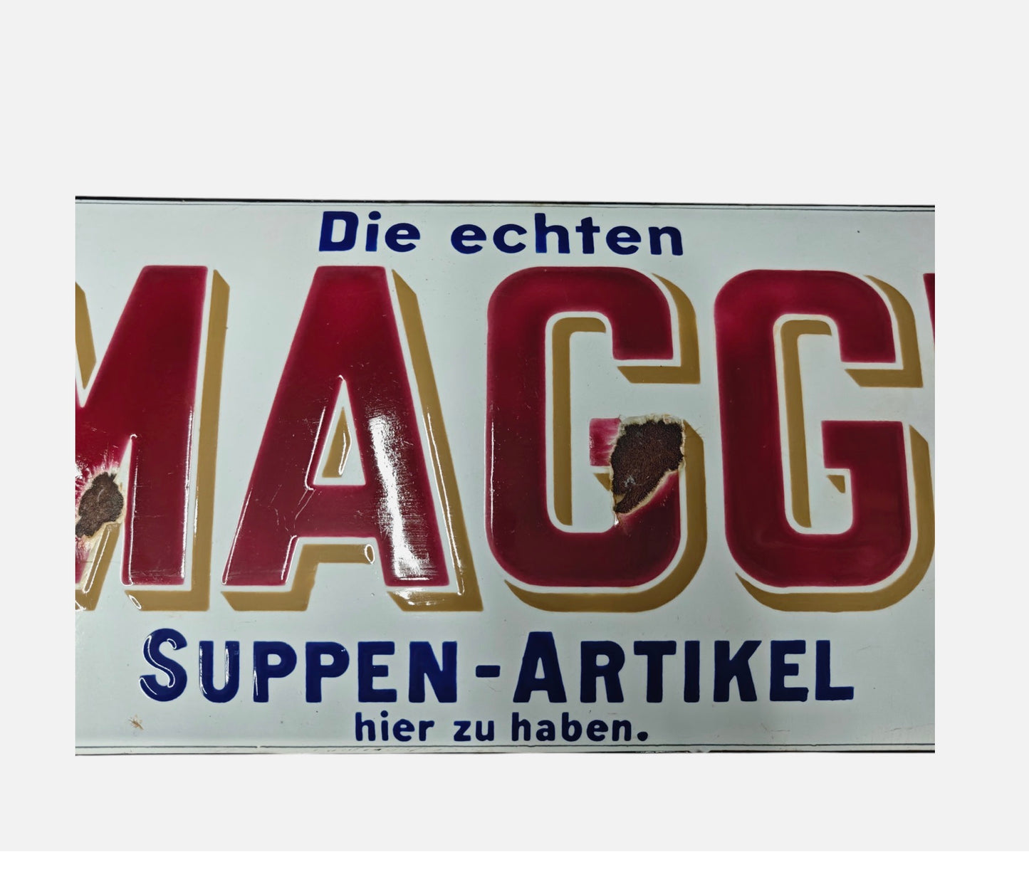 Emailleschild - Original Maggi Altbewährt - Suppen-Artikel - Alt, Schwer, Schön