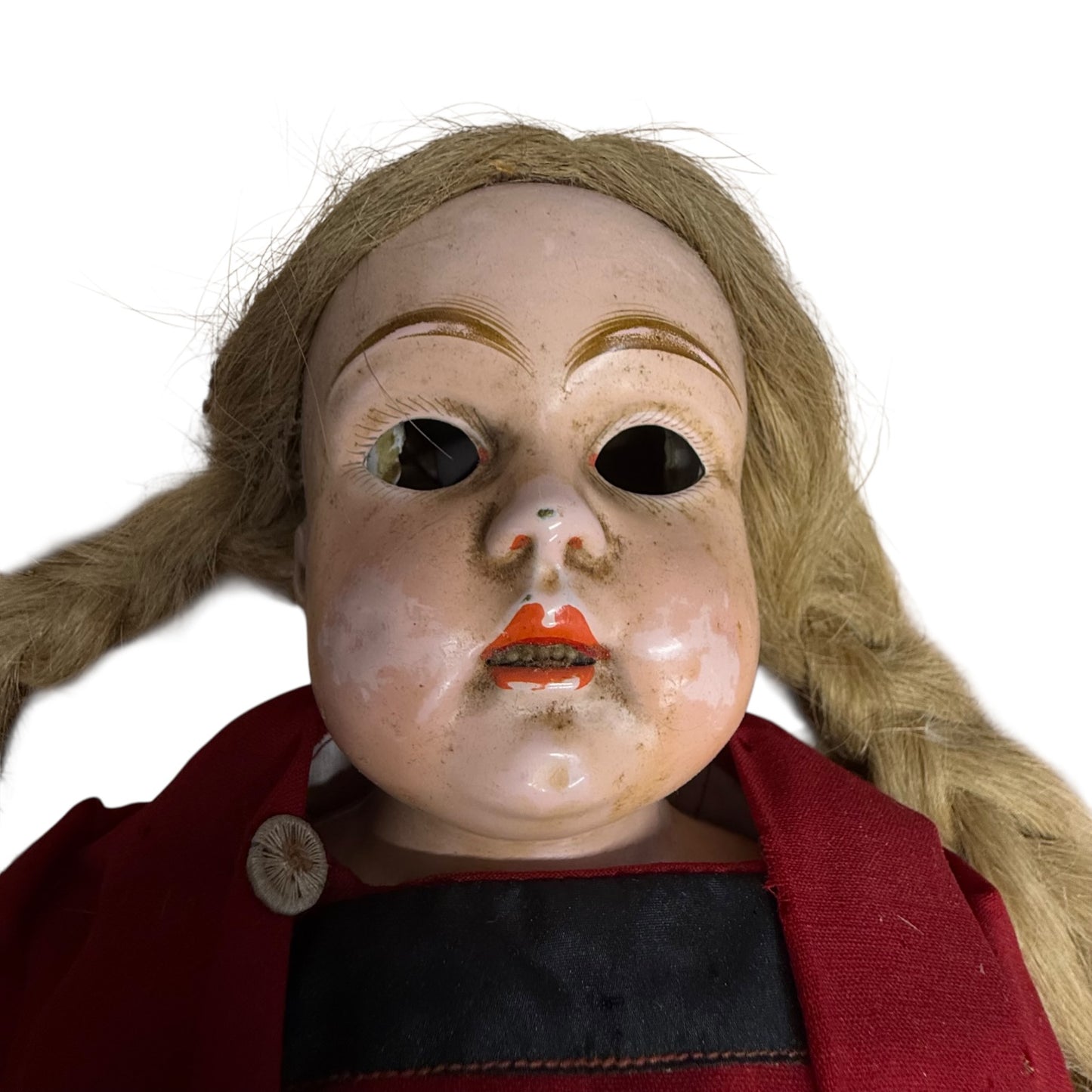 Puppe mit Lederkörper ca 1900 mit Gelenke