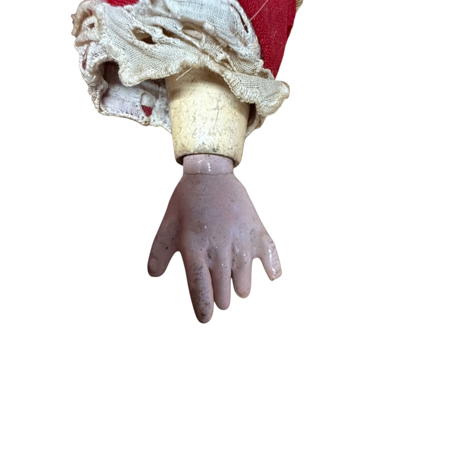 Puppe mit Lederkörper ca 1900 mit Gelenke