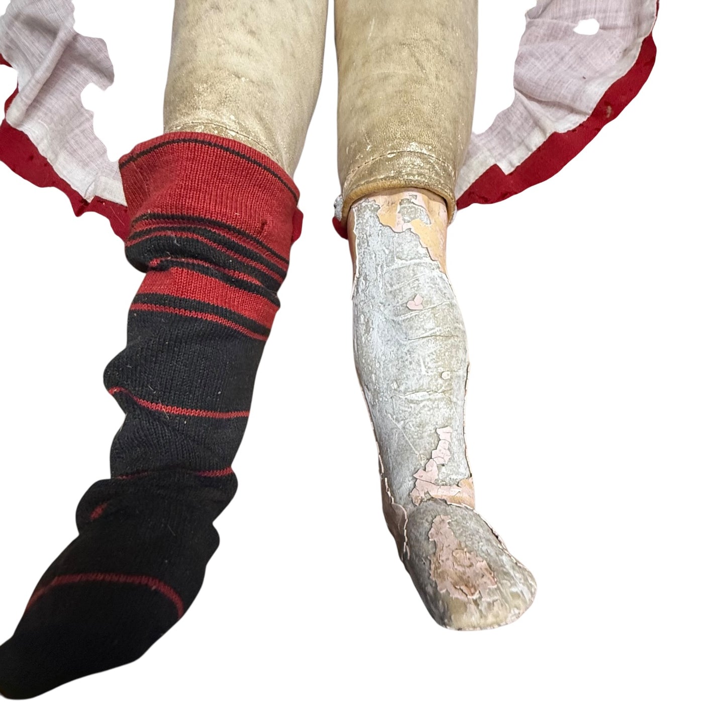 Puppe mit Lederkörper ca 1900 mit Gelenke