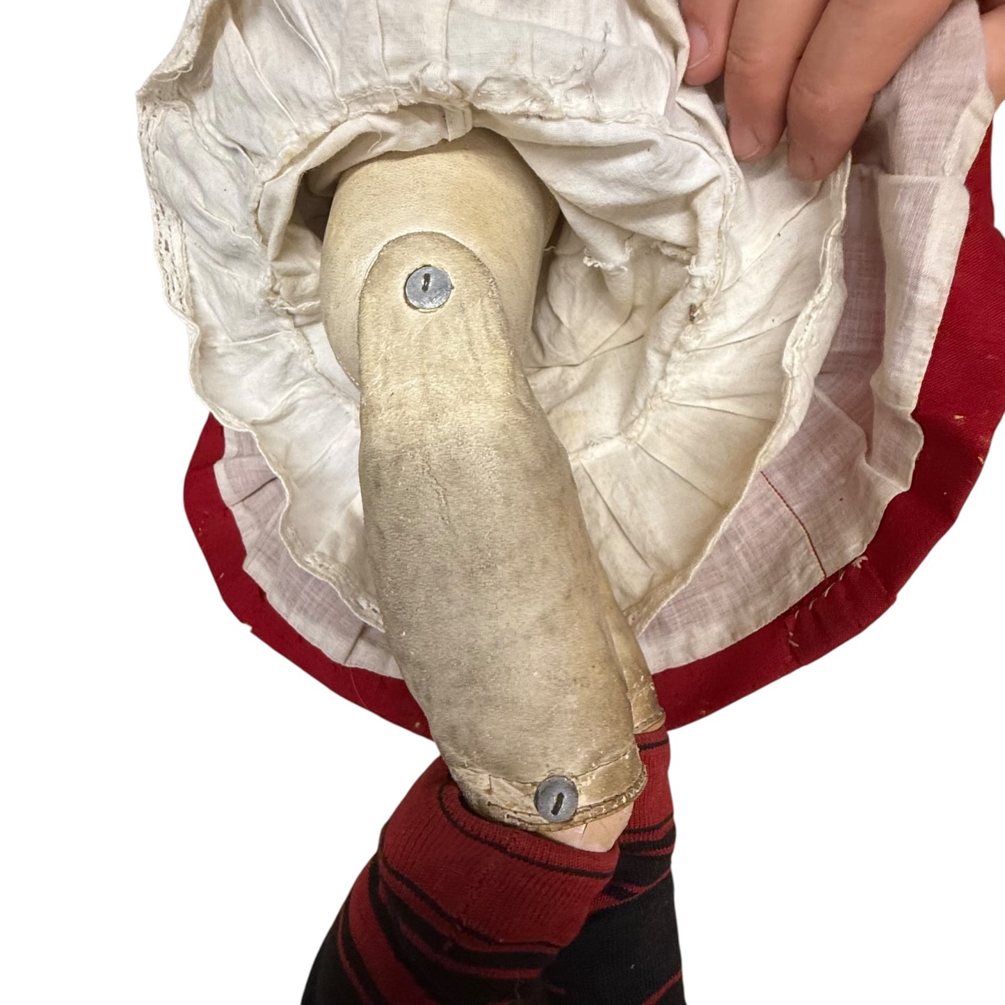 Puppe mit Lederkörper ca 1900 mit Gelenke