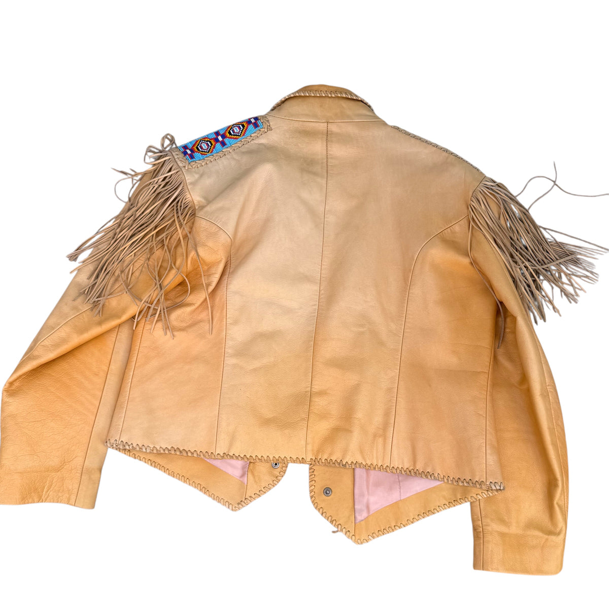 Lederjacke Western Cowboy Bestickt mit Perlen Indianer Loock Größe XL Damen