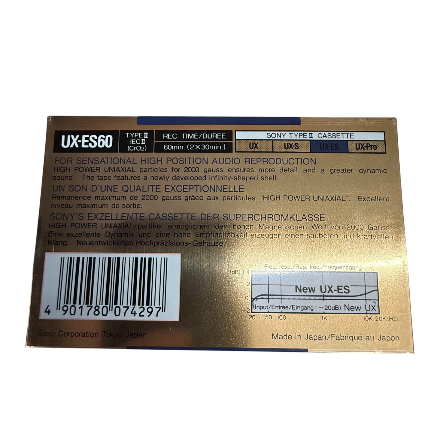 Musik Leer Kassette Sony UX-ES 60 Chrome Neu OVP