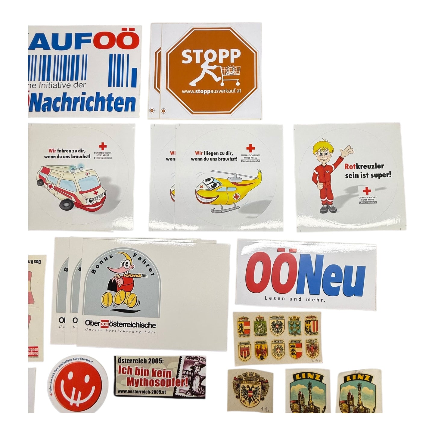 Sticker Österreich Konvolut Aufkleber ab ca 1980 ORF Radio ca 50 Stück
