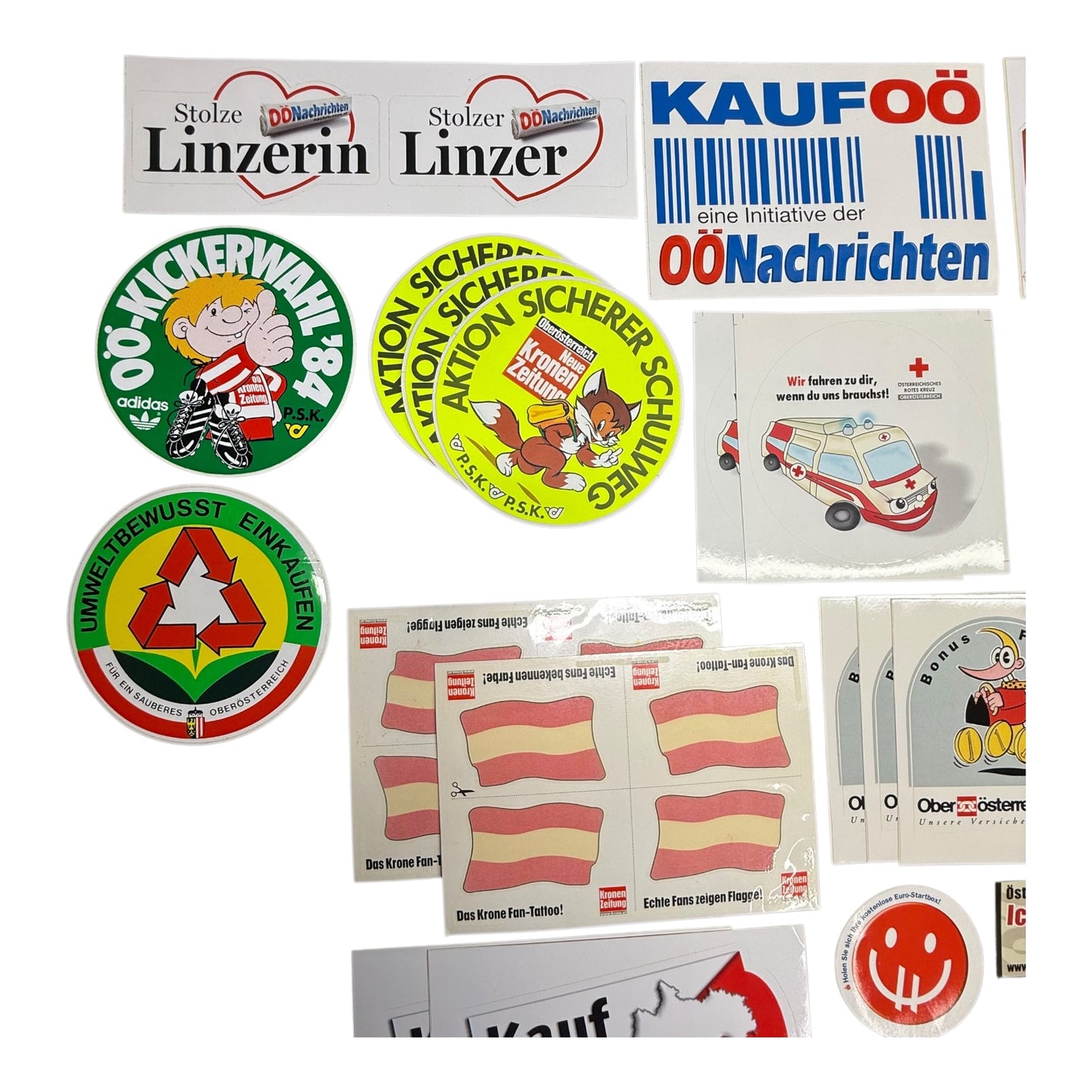 Sticker Österreich Konvolut Aufkleber ab ca 1980 ORF Radio ca 50 Stück