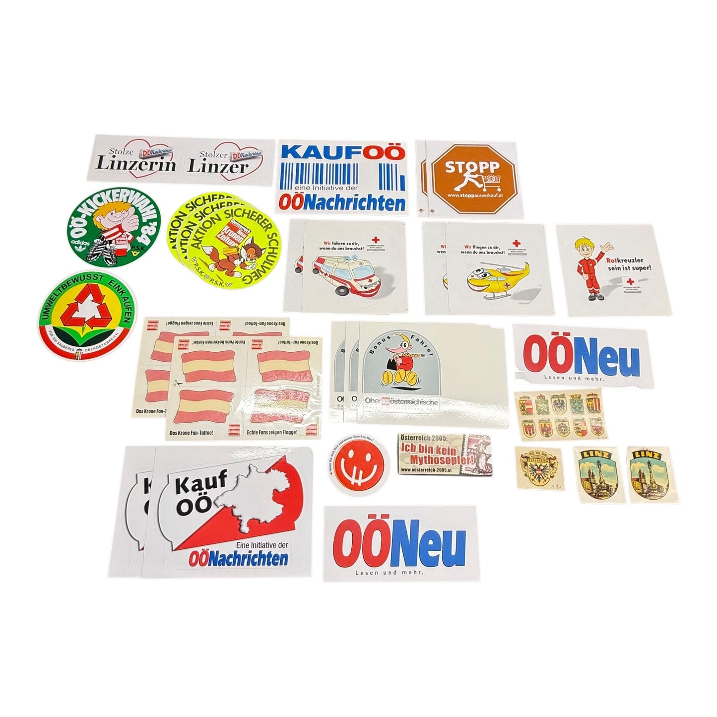 Sticker Österreich Konvolut Aufkleber ab ca 1980 ORF Radio ca 50 Stück