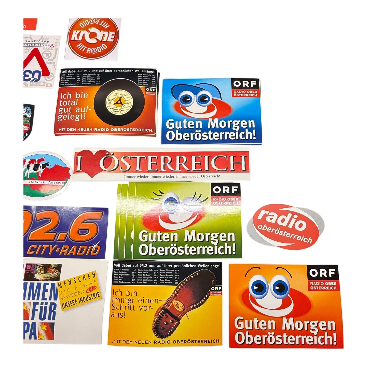 Sticker Österreich Konvolut Aufkleber ab ca 1980 ORF Radio ca 50 Stück