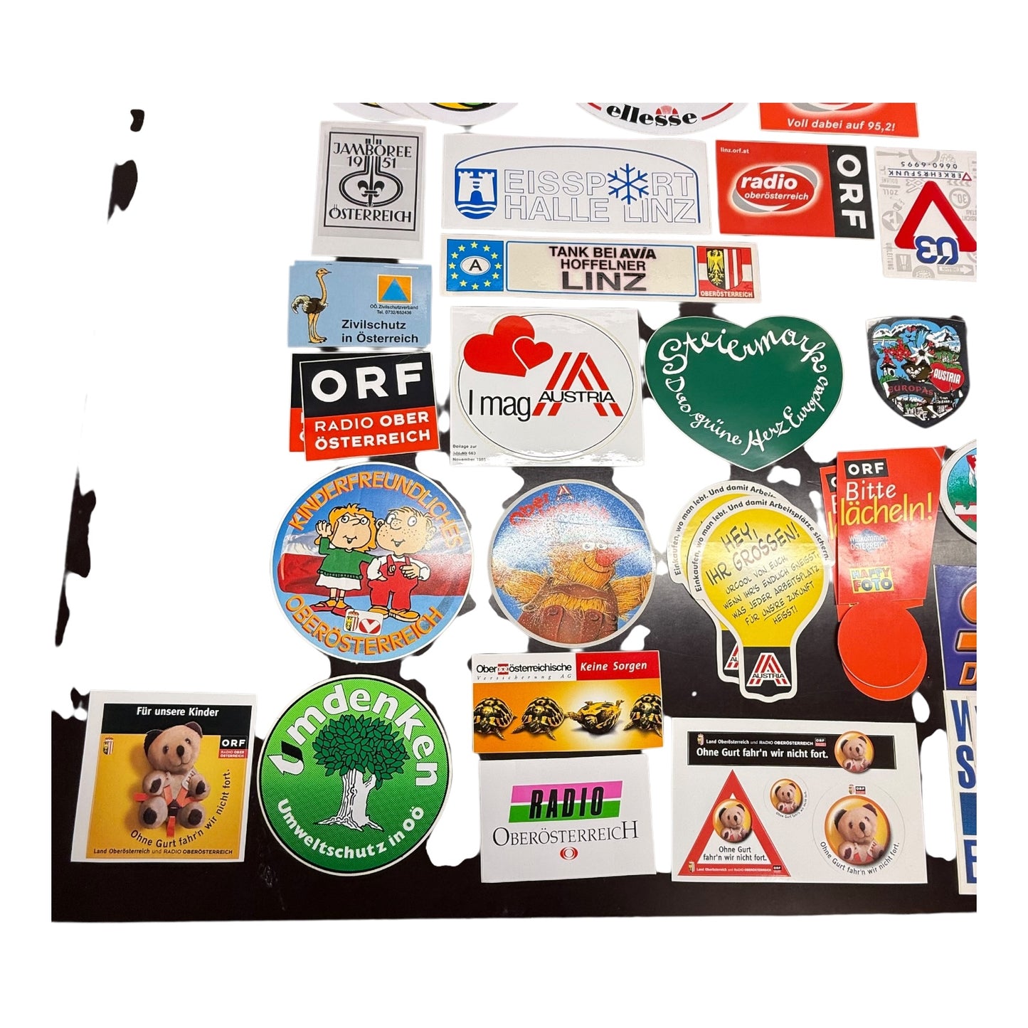 Sticker Österreich Konvolut Aufkleber ab ca 1980 ORF Radio ca 50 Stück